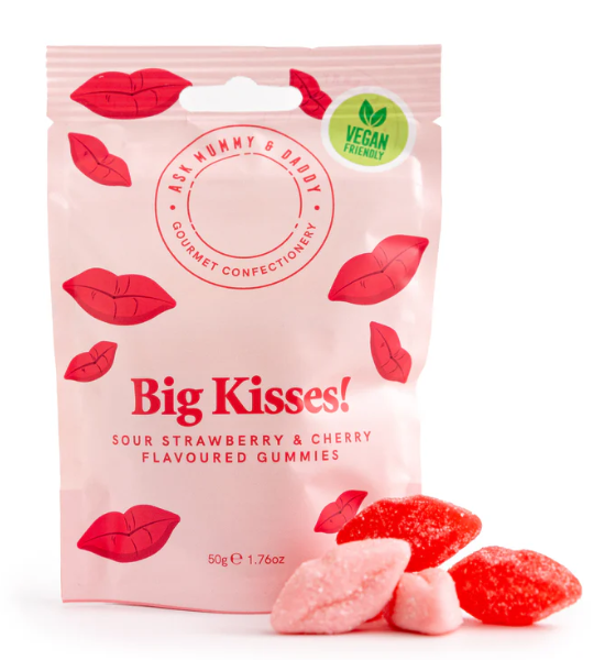 Big Kisses Sour Strawberry & Cherry gummies